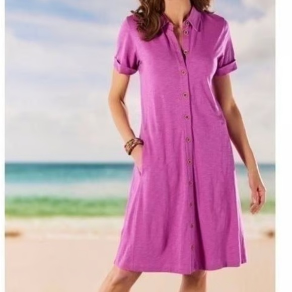 Soft Surroundings Filipa Shirtdress Light Fushia Size Medium - Picture 8 of 8